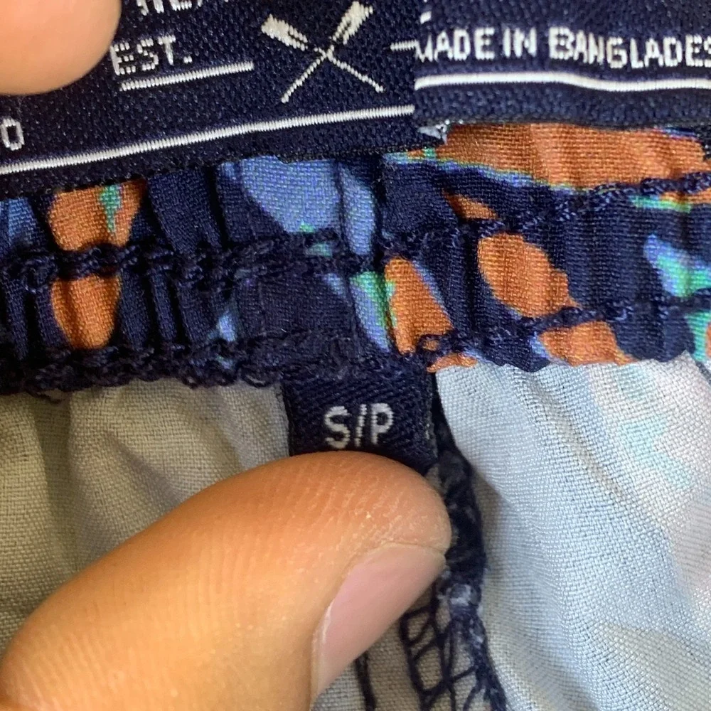 MBX Swim Trunks Mens Small Navy Blue Good Tropical Print Drawstring 27x7